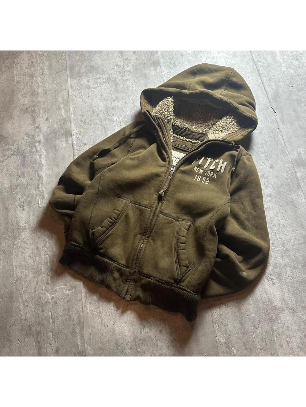 2000s y2k Abercrombie & Fitch Sherpa Lined Hoodie jacket [COPY]